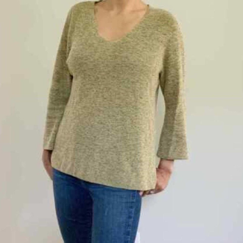 Eileen Fisher Organic Cotton 3/4 Bell Sleeve Sweater Size Small Petite